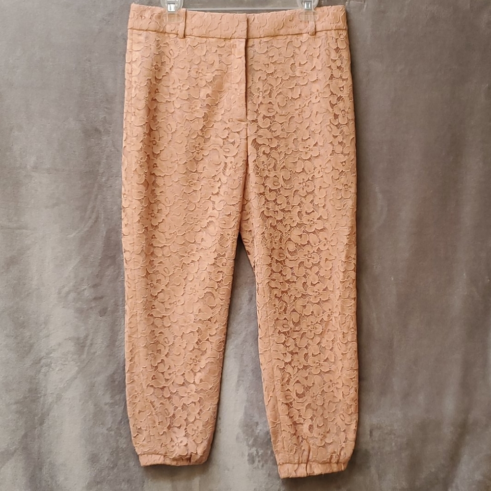 J. Crew collection pink lace ankle length pants